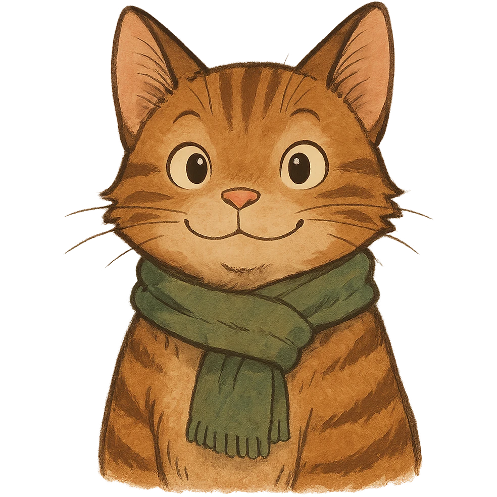 friendly cat with a scarf emoji