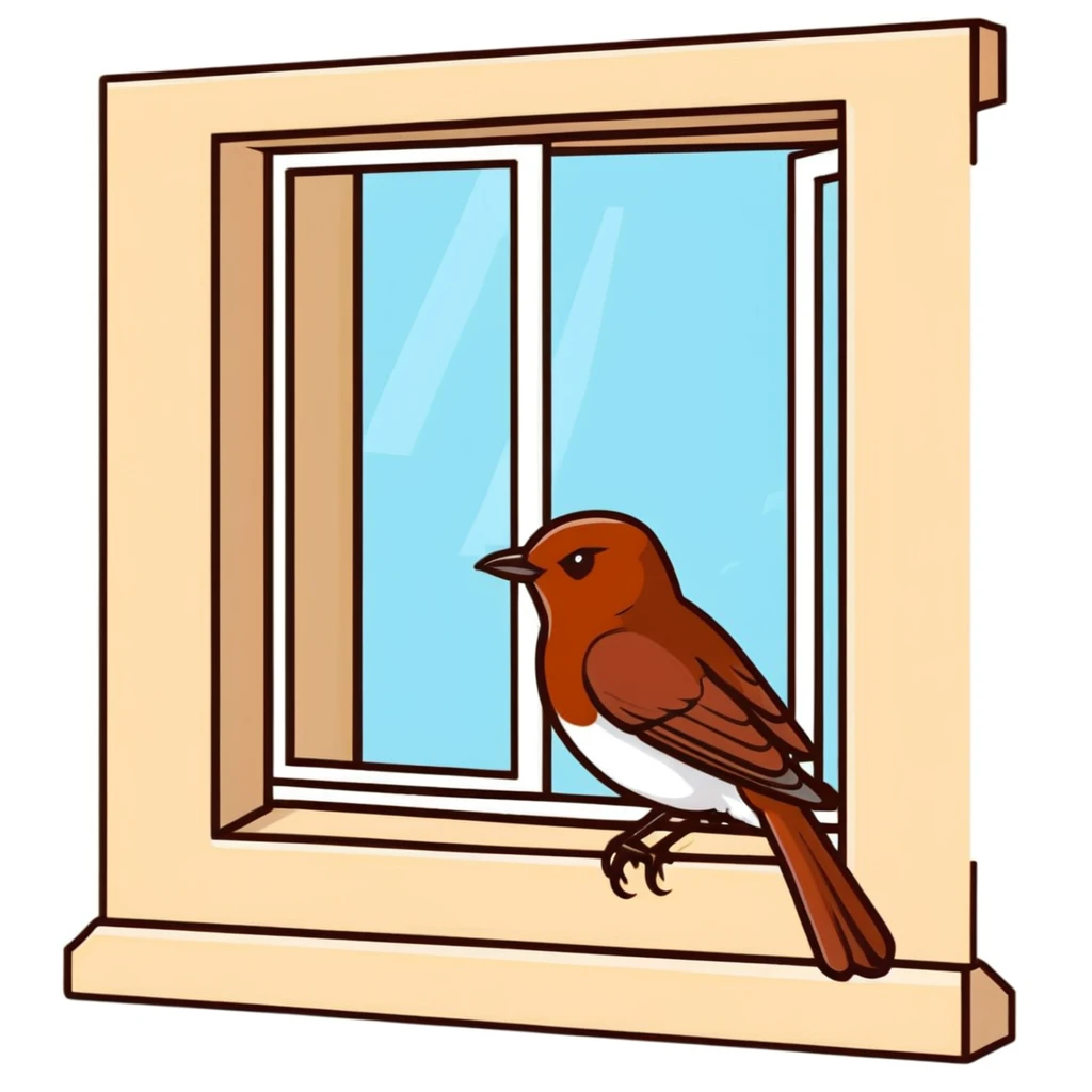 nightingale on open window sill emoji