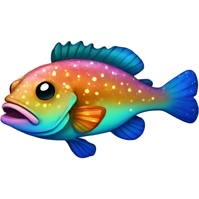 Two Kawaii grouper with many colors and glitter  emoji