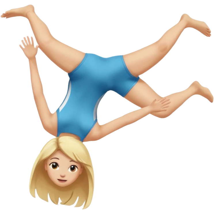  Ein Mädchen mit blonden Haaren, die ein Backflip macht emoji
