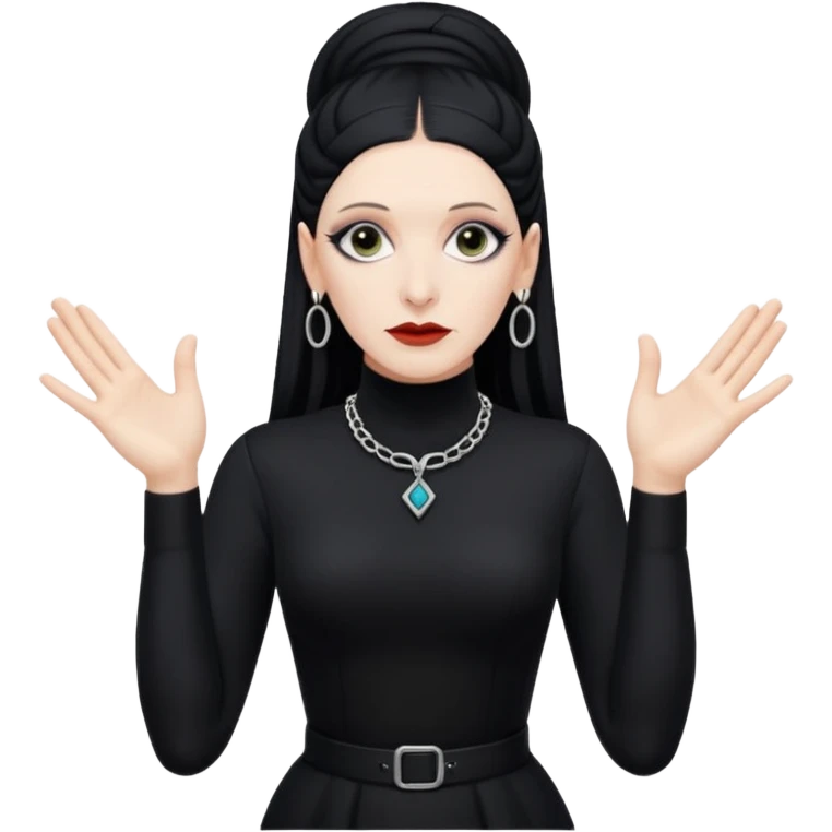 Lene Lovich shown as on the Stateless album cover with a typical symmetrical hand pose emoji