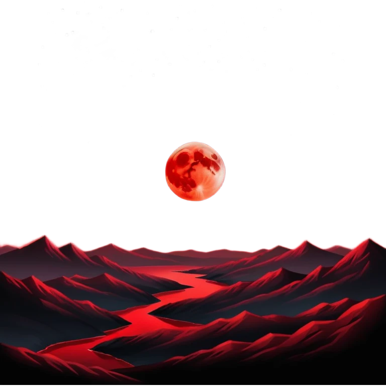 Edgy Black night sky with big Red vibrant neon-crimson-blood-moon Aesthetic scene scenery full picture  emoji