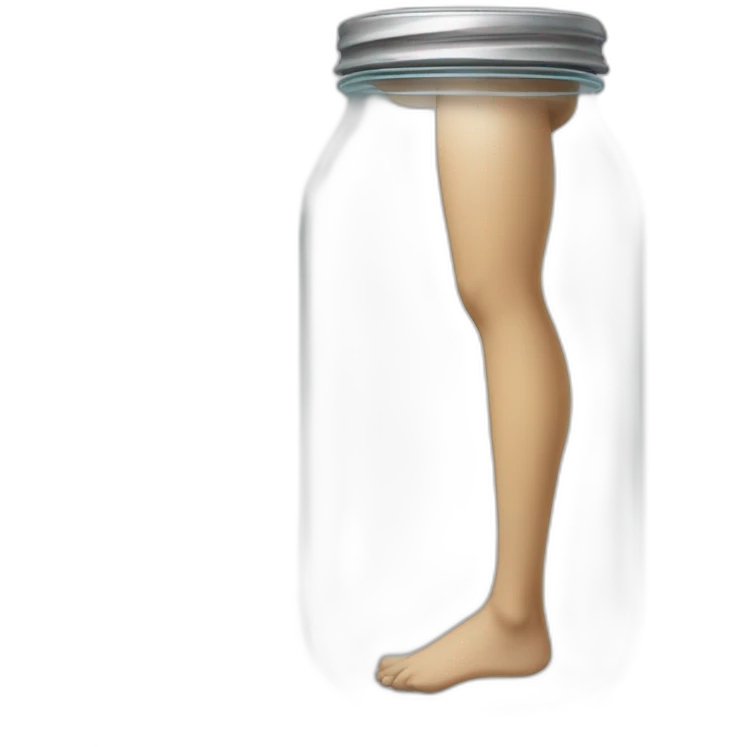 ((human legs)) standing over an ((empty transparent jar)),only legs visible emoji