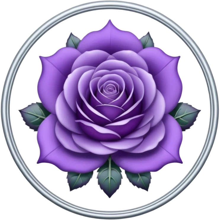 Purple shadow rose silver circle plaque emoji
