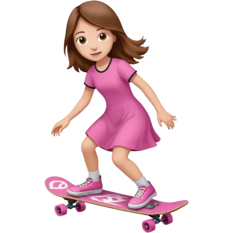 Dinosaur on a skateboard pink dress for girls in  emoji