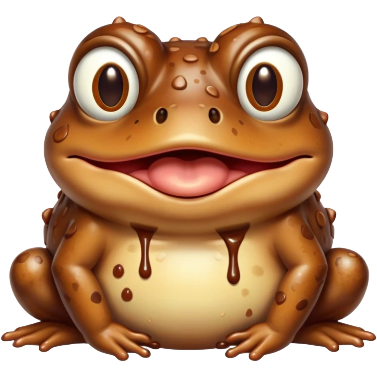 funny toad face with chocolate dripping from its mouth, burping, bufo toad character emoji