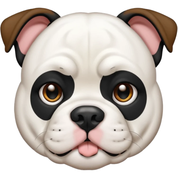 Black and white American bulldog black body white head black around one ear and I emoji