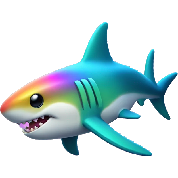 Kawaii neon hammerhead shark with rainbow horn  emoji