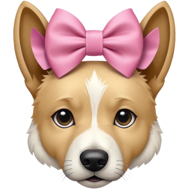 A pink ribbon bow on a white malinois head emoji