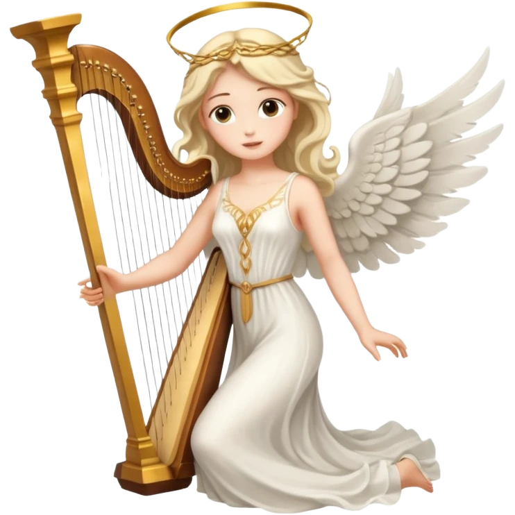 Muse of inspiration with wings and a harp in her hand emoji