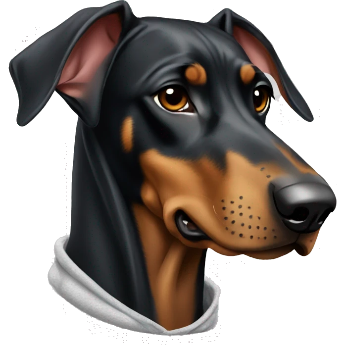 Doberman wearing hoodie emoji