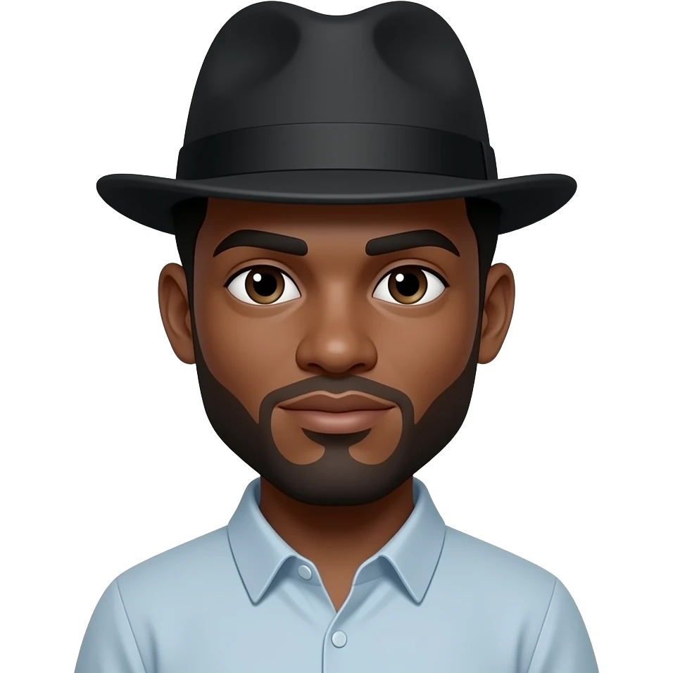 black man with black hat on emoji