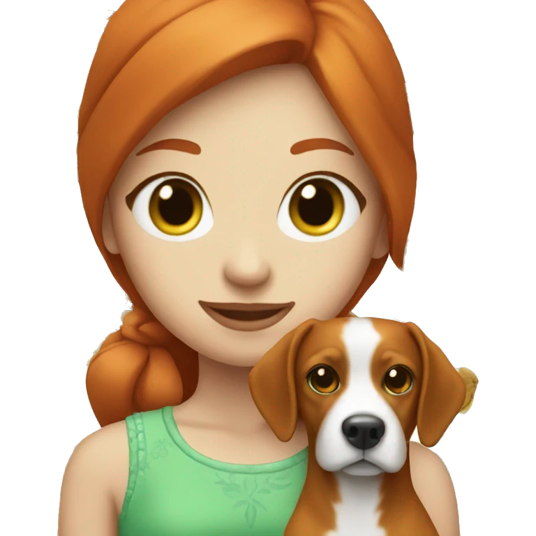 Redhead girl with green icing and my dog emoji