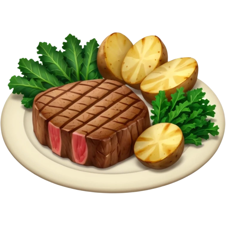 Steak and potatoes with kale  emoji