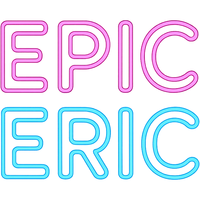 neon sign with the words 'epic eric', vibrant colors, transparent background emoji