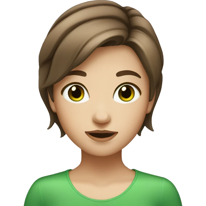 Short Brown hair girl with green eyes emoji