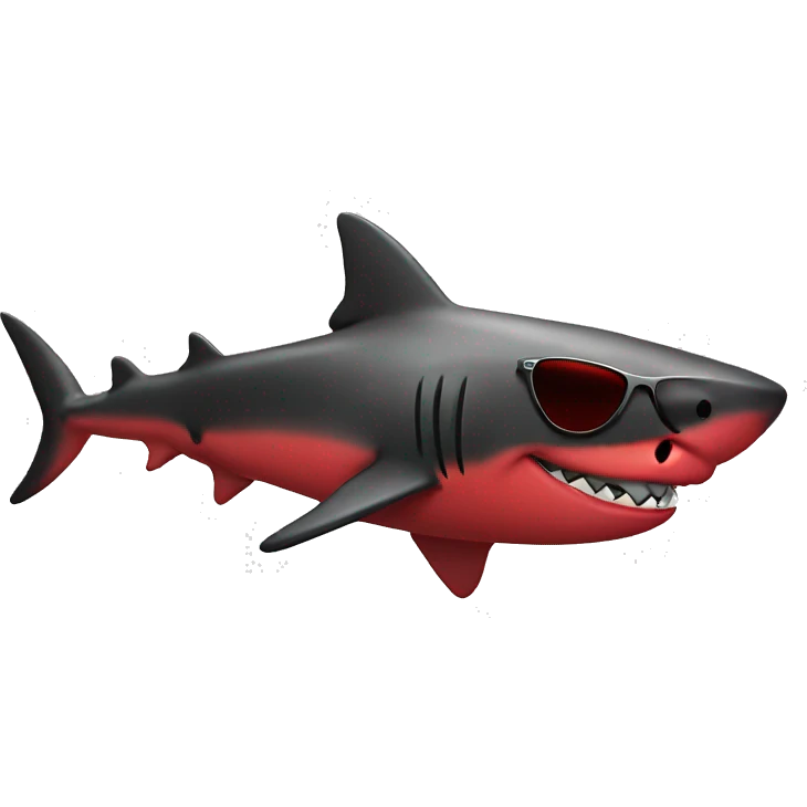 Red brother shark with black sunglasses. emoji
