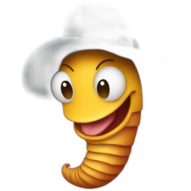 bust of an earth worm wearing a cowboy hat emoji
