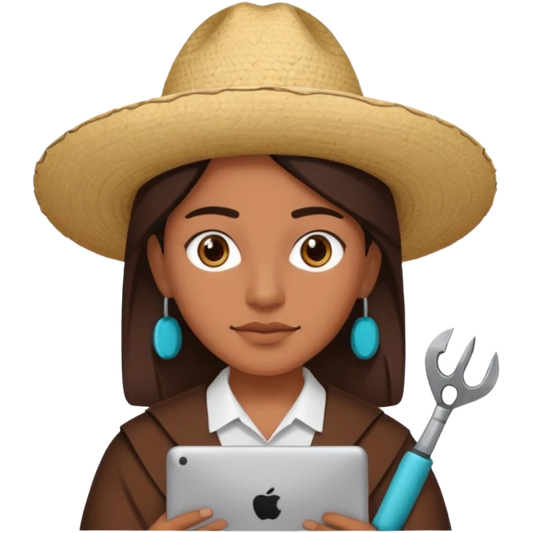 person with digital toolkit, digital and tech vibes, normal colors, mexican, emoji