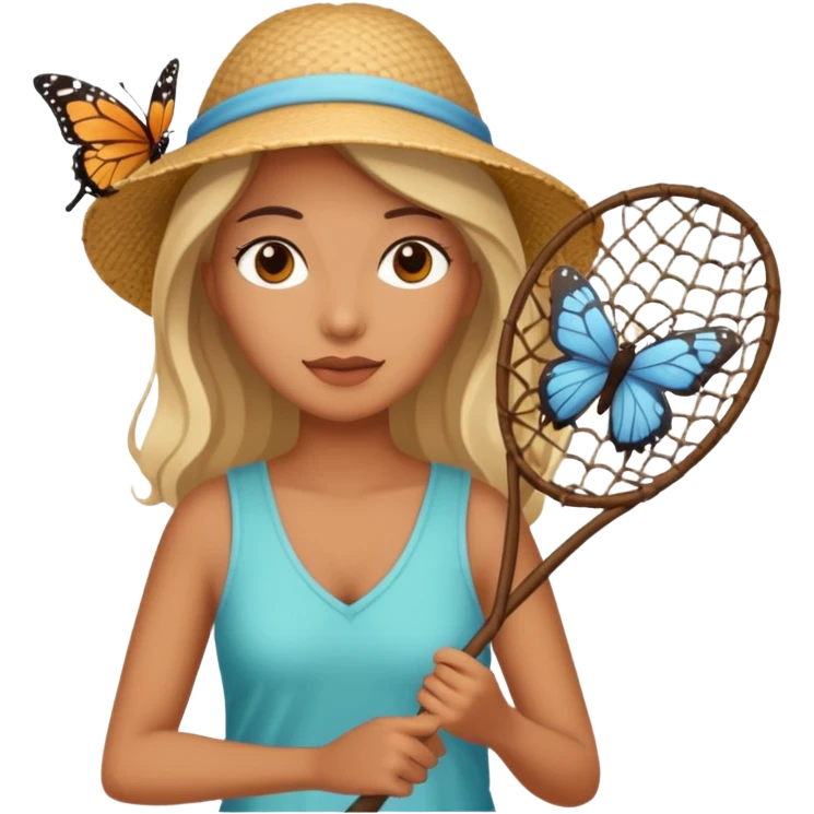 woman holding butterfly net emoji