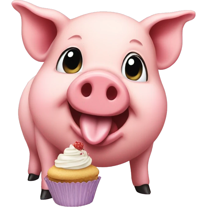 Pig eating a cupcake emoji