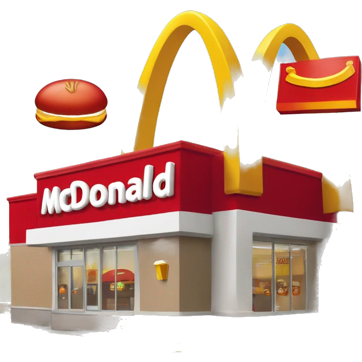 “McDonald’s store with the iconic golden arches, a red and yellow color scheme, and a simple, recognizable design that captures the essence of a fast food restaurant.” emoji