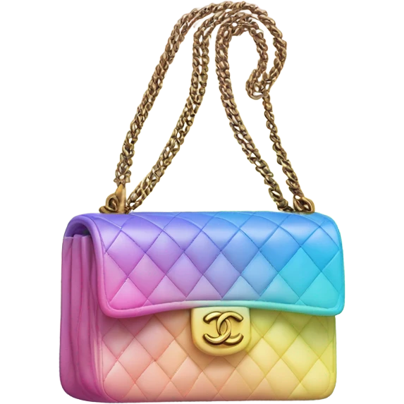 Chanel boy bag with Rainbow diagonal ombré with pastel pink, yellow and blue emoji
