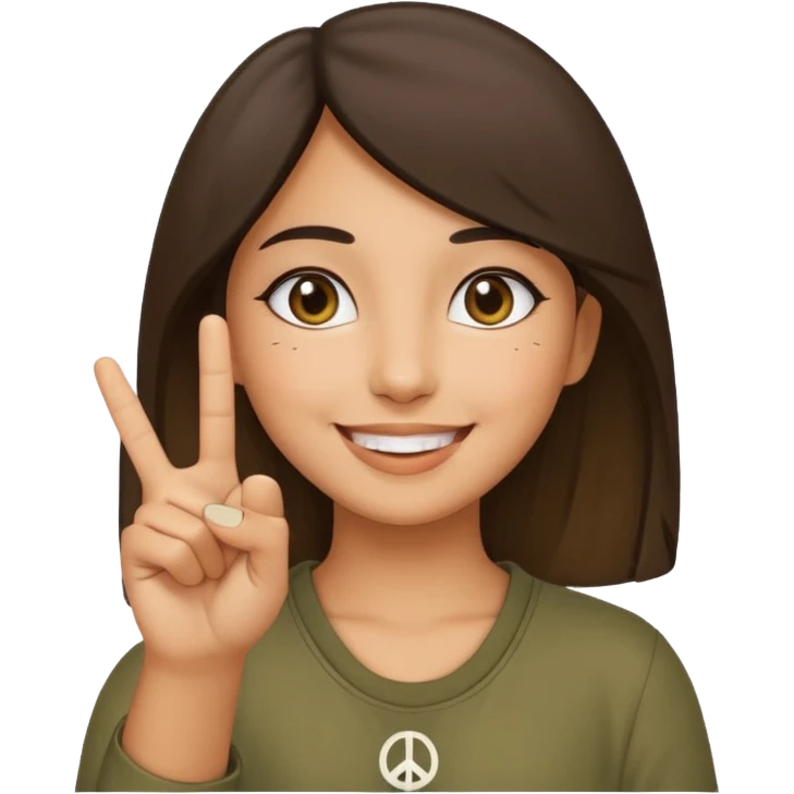 smiling girl with peace sign\ emoji