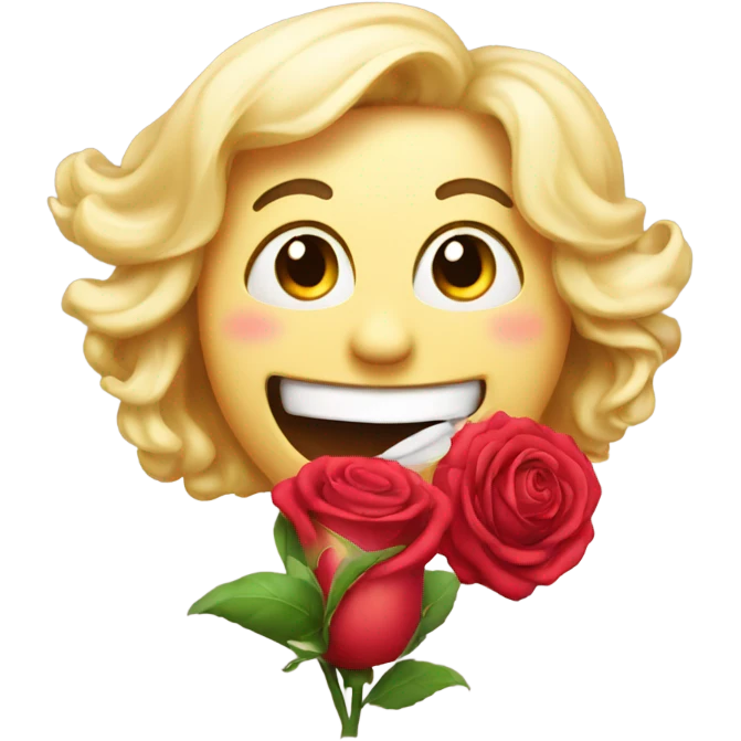 emoji with rose in its mouth winking emoji