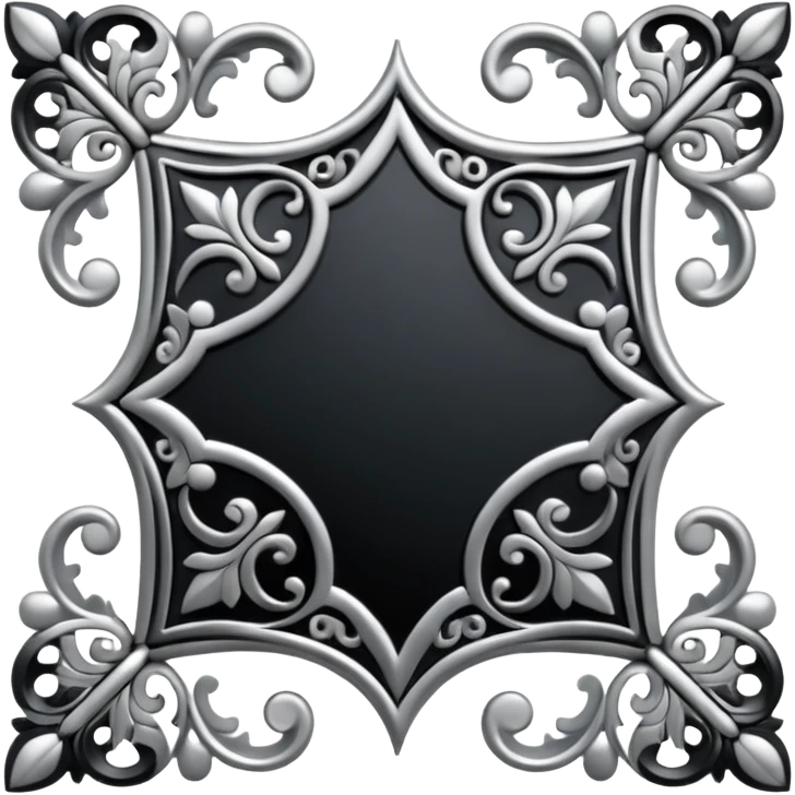 Black and silver filigree page corner, 3D, extremely detailed design emoji