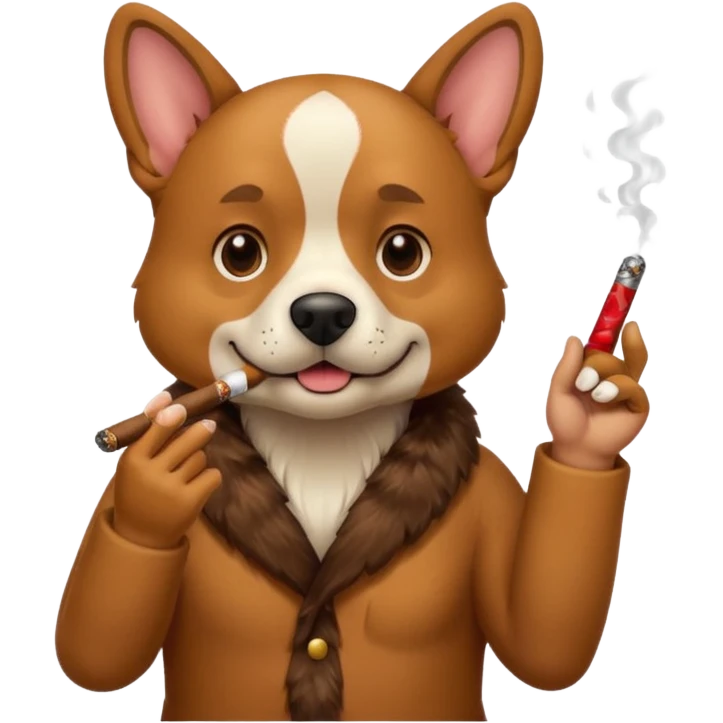 A dog smoking a cigar flipping you off  emoji