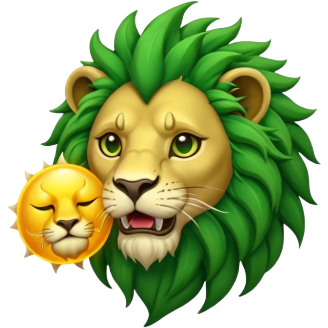 Alchemist style green lion devouring sun emoji