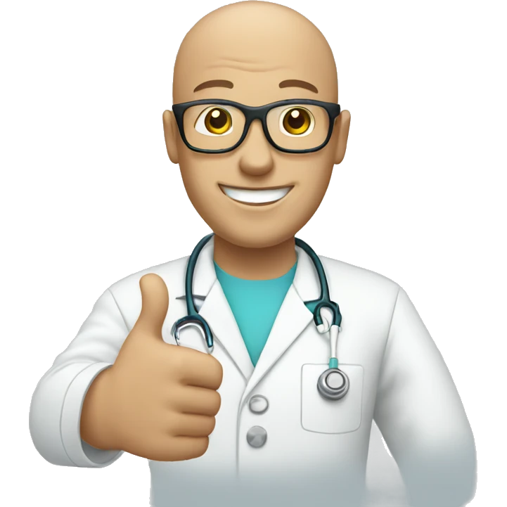 Bald male Nurse wearing white glasses giving thumbs up emoji