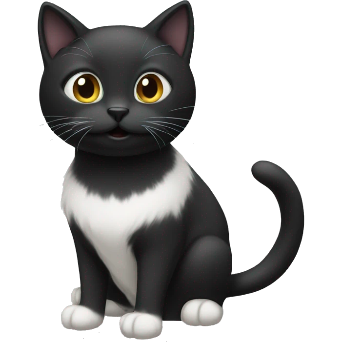 Black cat with White  emoji