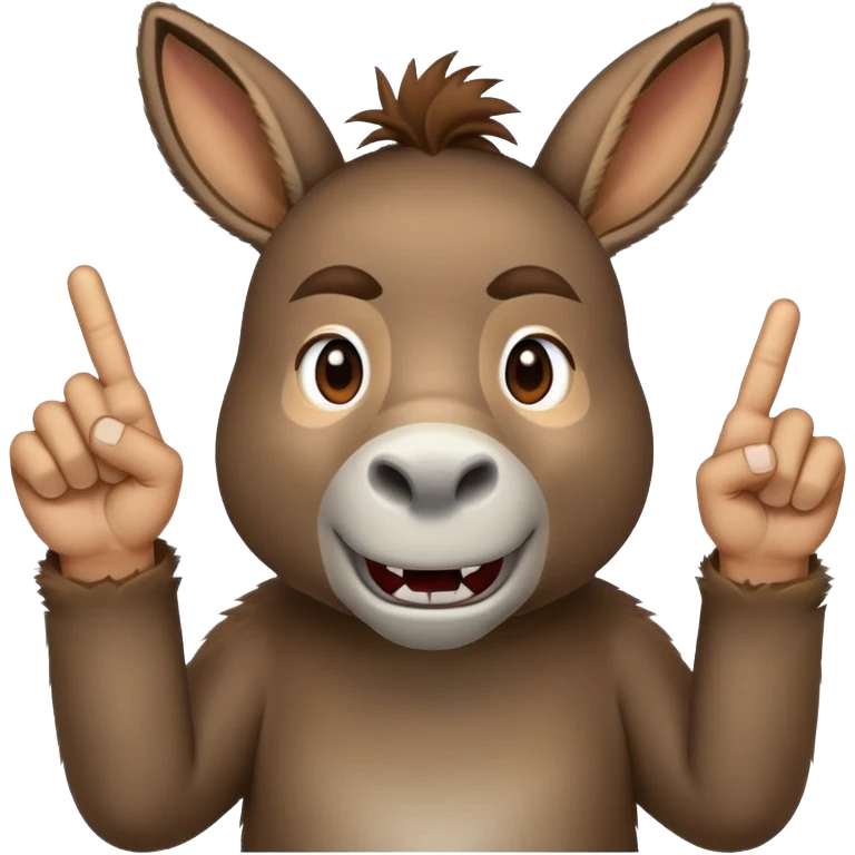 Donkey holding up middle fingers emoji
