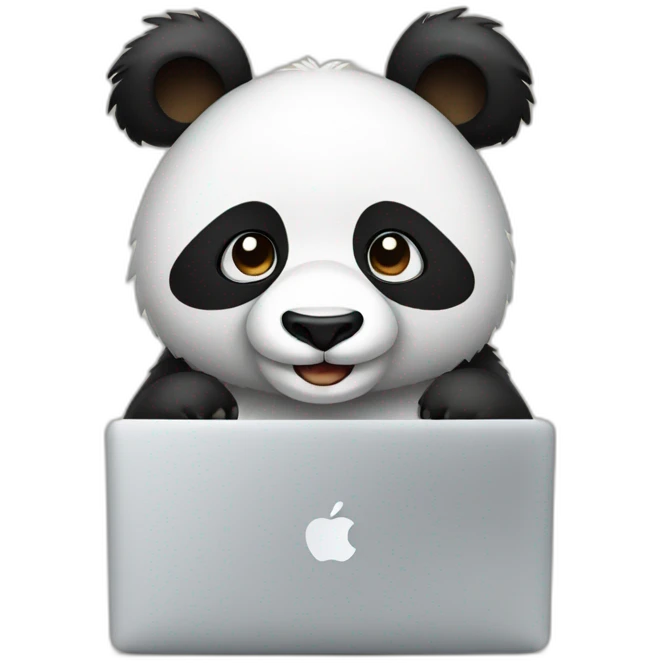 Panda using macbook emoji