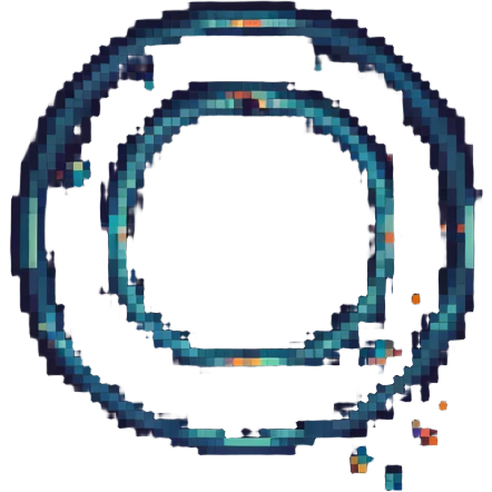 pixel art of a distant planet with rings, stars in the background emoji
