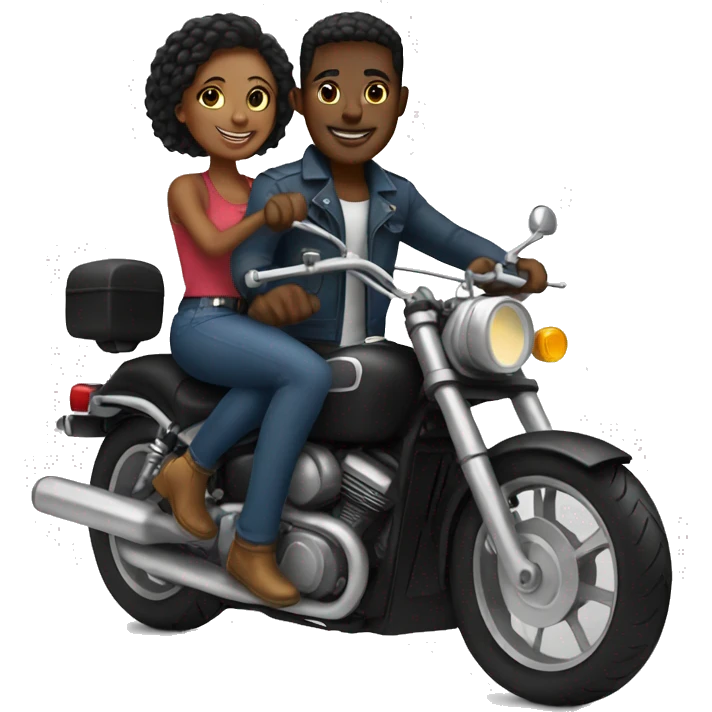 Black couple on motorcycle  emoji