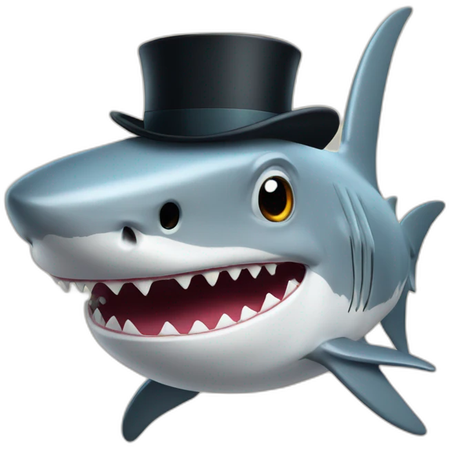 Shark with a top hat emoji