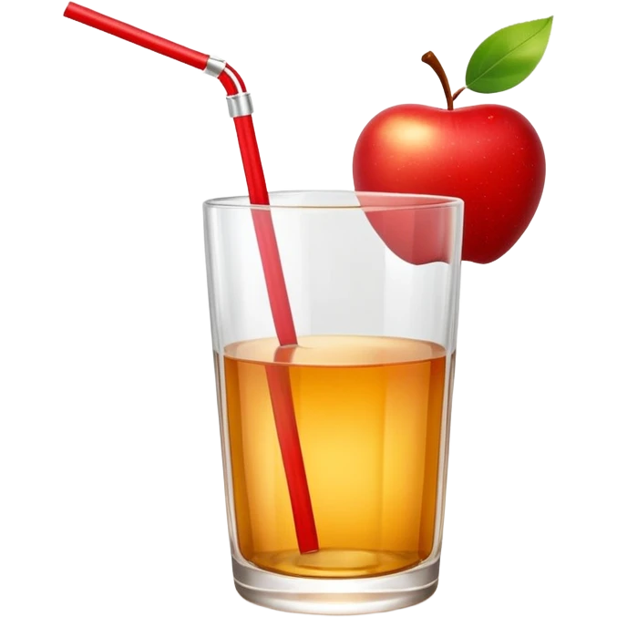 Apple juice in large glass with starw and apple at the side  emoji