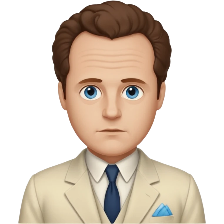 Sergei Eisenstein with blue eyes, brown hair, ivory suit  emoji