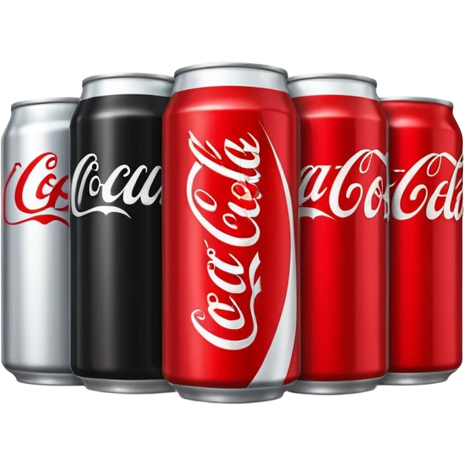 5 different cans of coke placed in line emoji