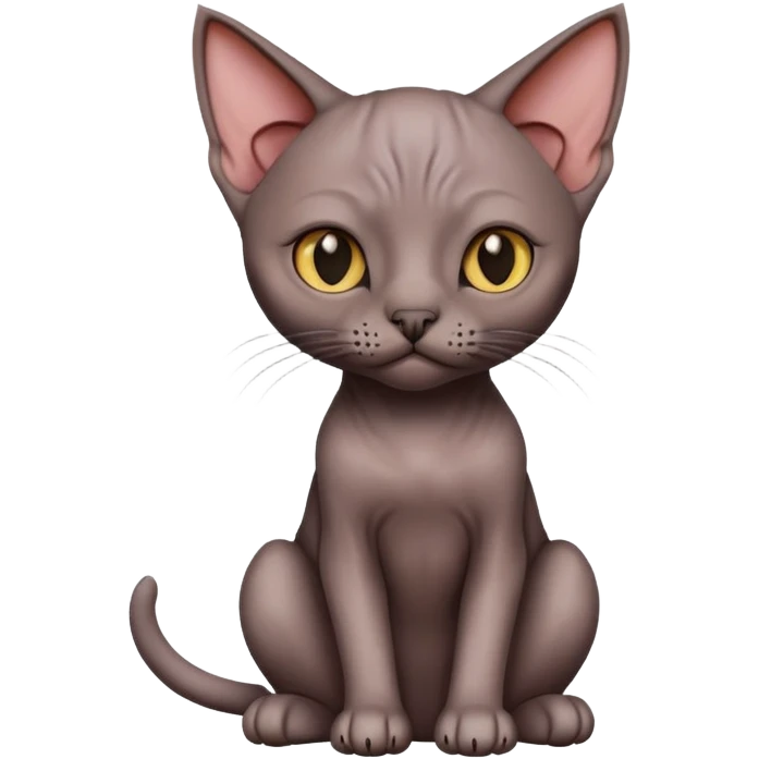 Dark hairless cat sitting emoji