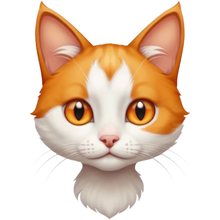 tiny + skinny ginger and white cat with deep orange eyes emoji