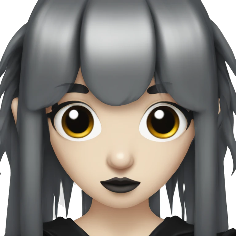 Goth elf with black hair and bangs with nose, lip and ear piercings  emoji