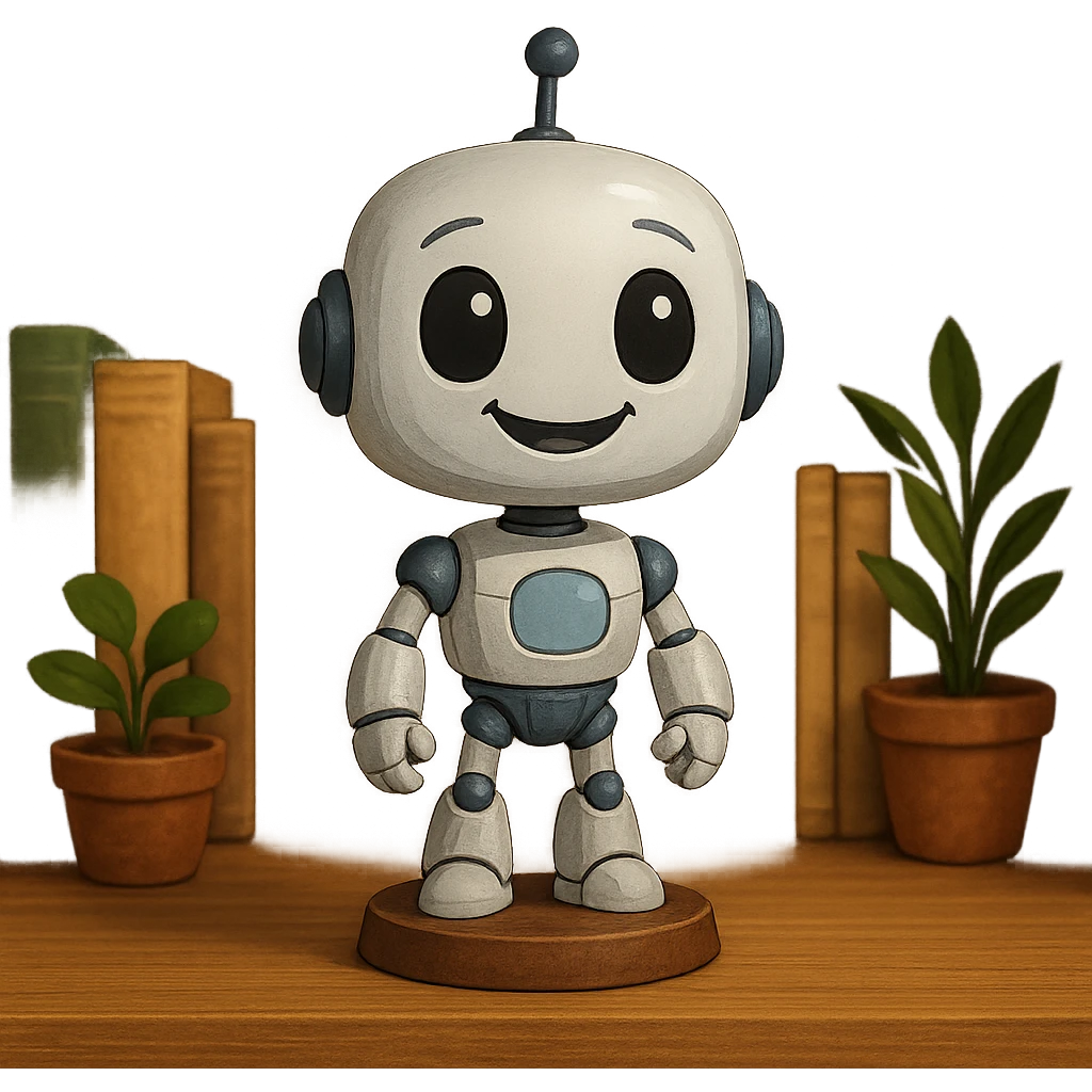 friendly bobblehead style robot emoji