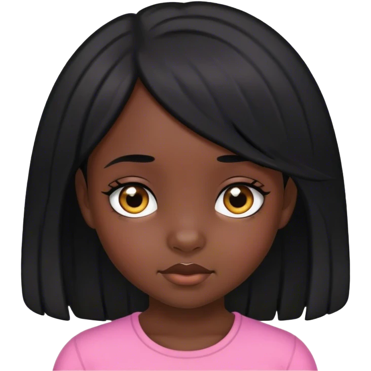 Dark skinned girl child with black hair emoji