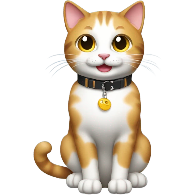 Happy cat, full body cat, cat collar, half side perspective emoji