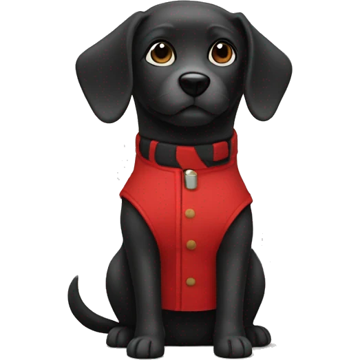 small black dog wearing red vest  emoji