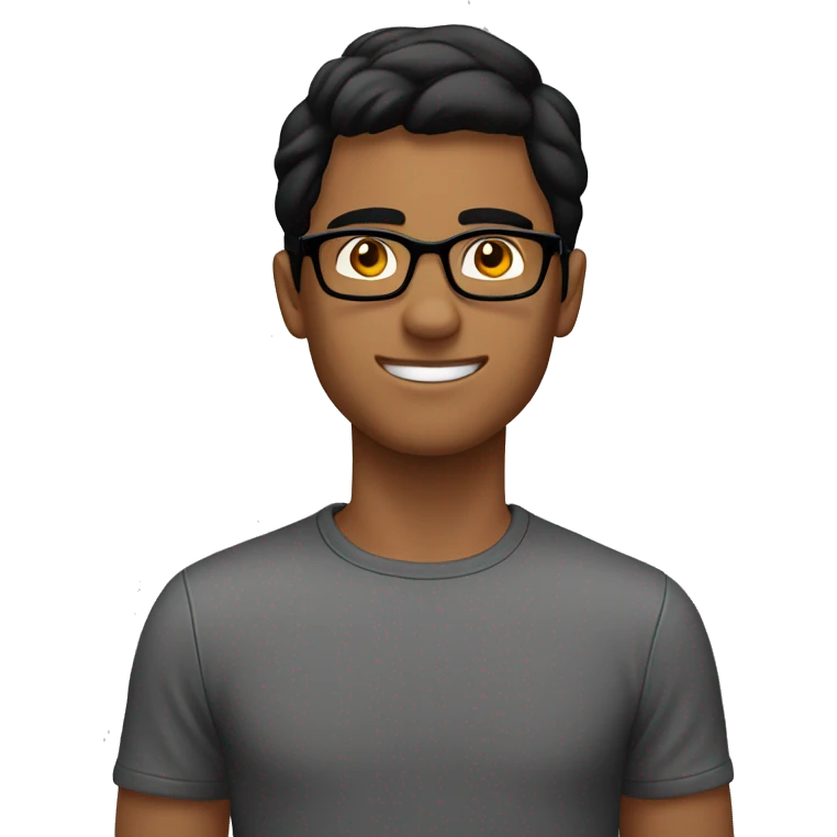 young man tanned whit black hair straight whit glasses emoji